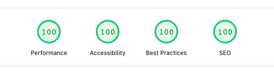 PageSpeed Insights Desktop: Performance 100, Accessibility 100, Best Practices 100, SEO 100